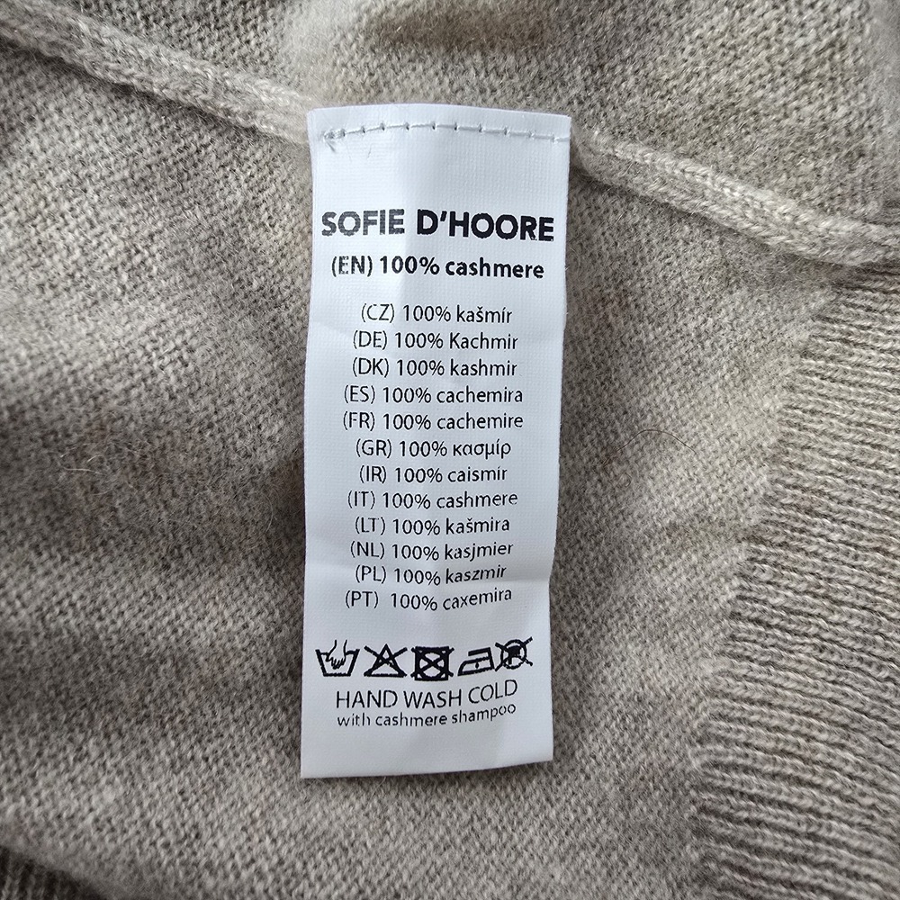 Sofie D'Hoore Merril 100% Cashmere Crop Knit Sweater Oatmeal Size M Oversized - Picture 7 of 8